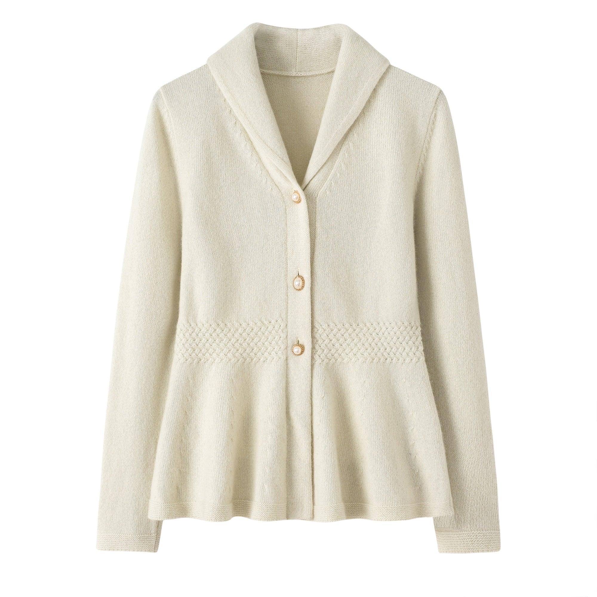 Outwear Nature color and nature fiber warmly pure cashmere knitted cardigan for lady's - Lamycashmere