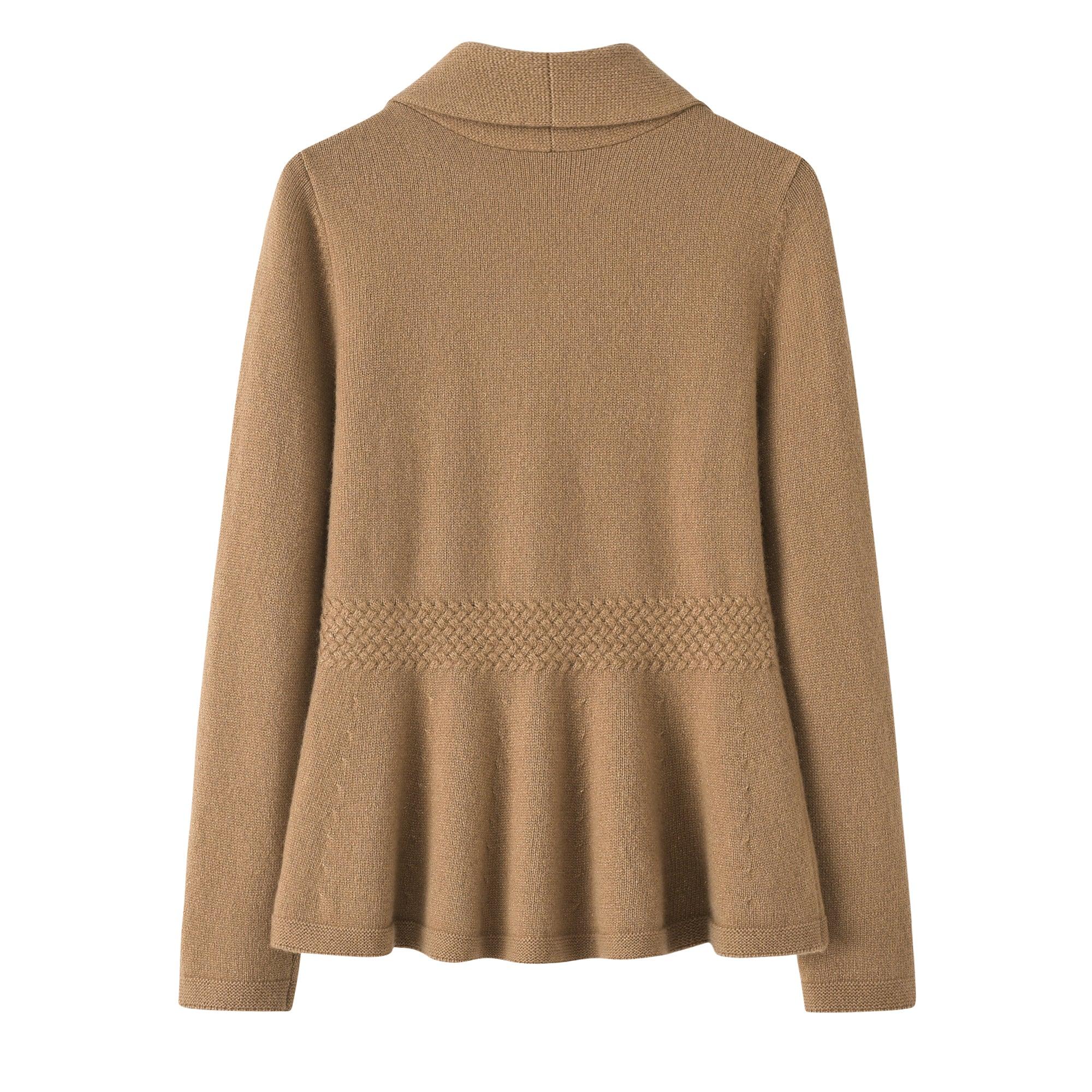 Outwear Nature color and nature fiber warmly pure cashmere knitted cardigan for lady's - Lamycashmere