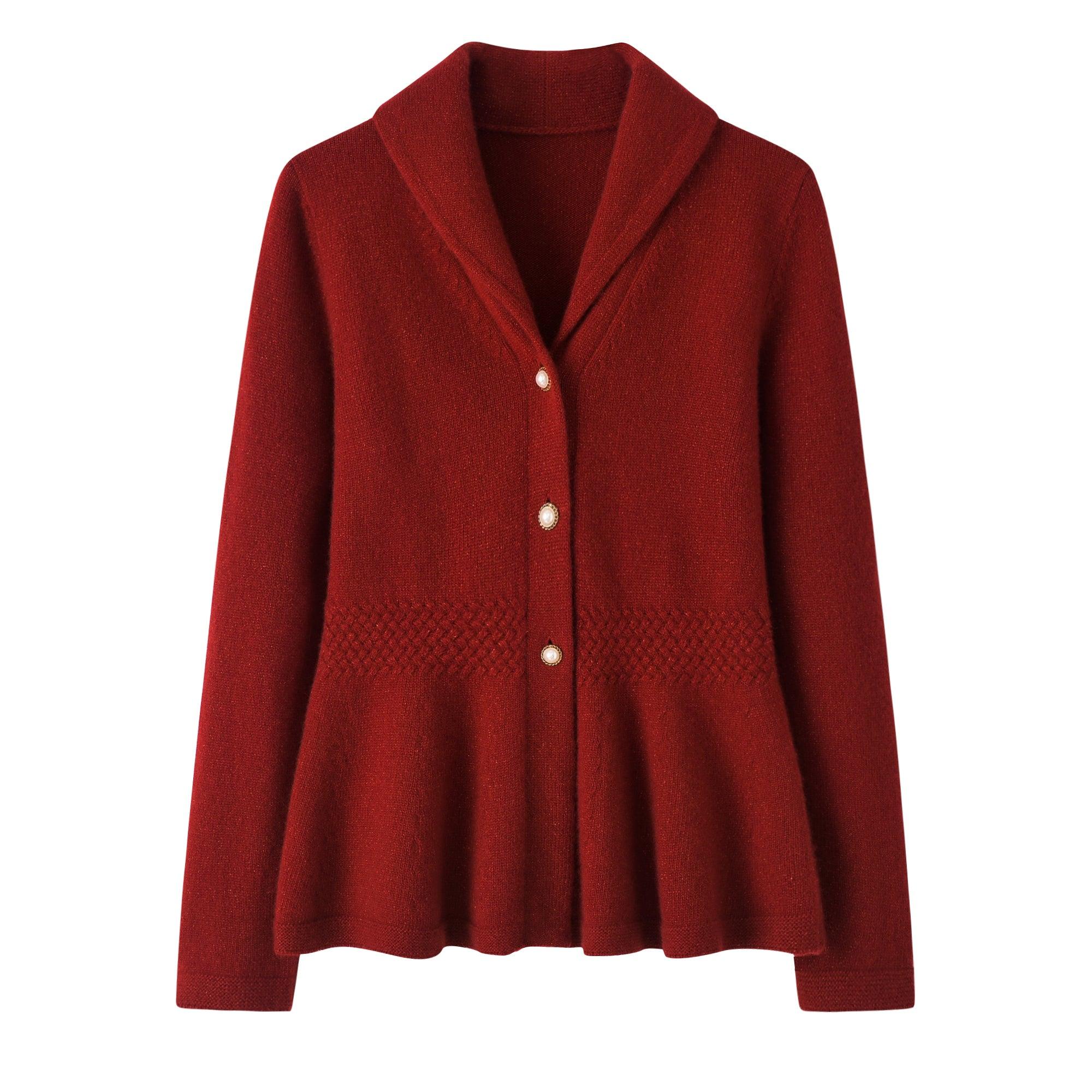 Outwear Nature color and nature fiber warmly pure cashmere knitted cardigan for lady's - Lamycashmere