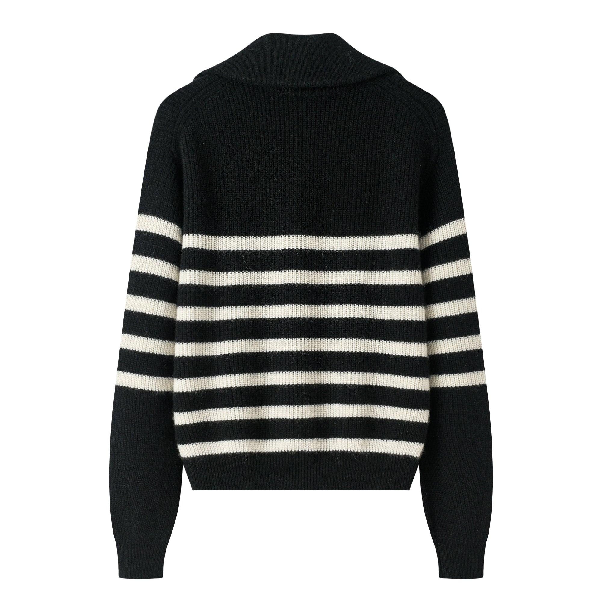 Oversize Best selling new style of 100 percent cashmere knitted zipper stripe pullover for Chistmas New Year Wear - Lamycashmere