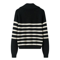 Oversize Best selling new style of 100 percent cashmere knitted zipper stripe pullover for Chistmas New Year Wear - Lamycashmere