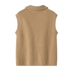 warmly outwear high quality cashmere popular style of pure cashmere knitted zipper sleeveless waistcoat - Lamycashmere