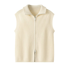 warmly outwear high quality cashmere popular style of pure cashmere knitted zipper sleeveless waistcoat - Lamycashmere