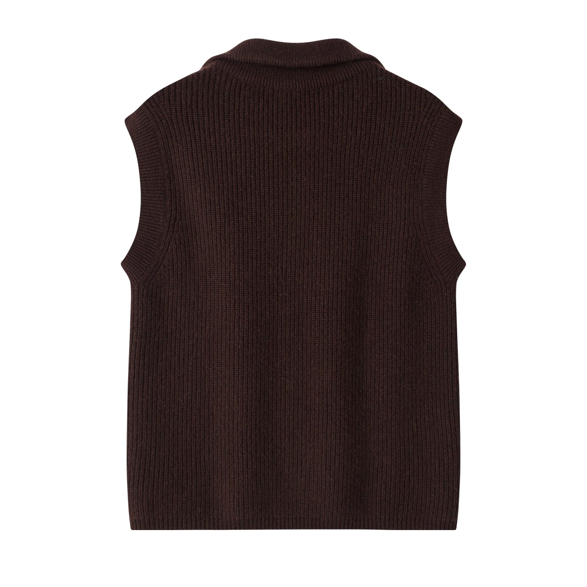 warmly outwear high quality cashmere popular style of pure cashmere knitted zipper sleeveless waistcoat - Lamycashmere