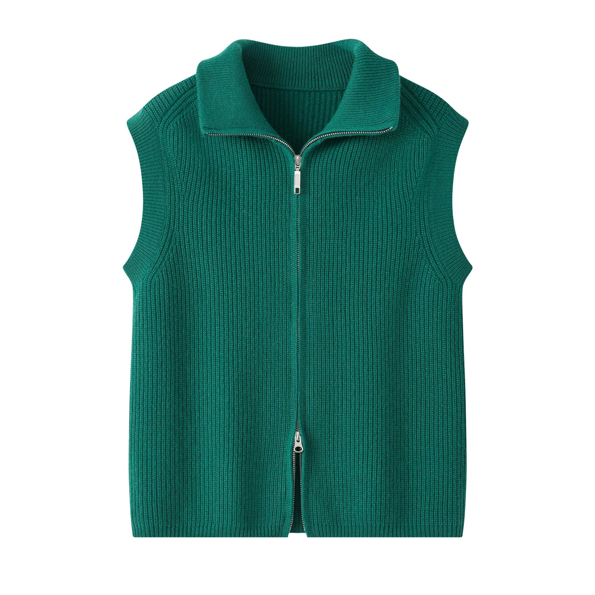 warmly outwear high quality cashmere popular style of pure cashmere knitted zipper sleeveless waistcoat - Lamycashmere