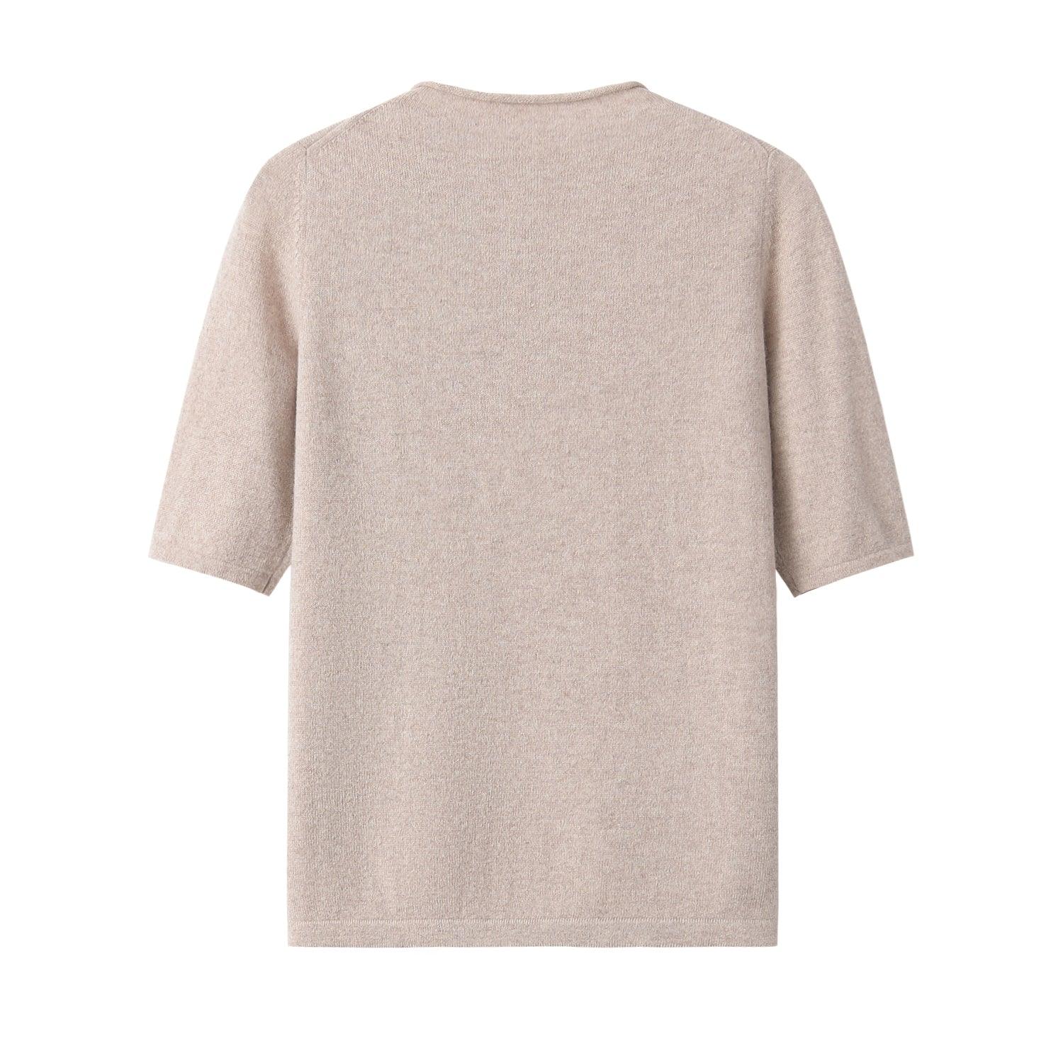 100% cashmere women's knitted round neck half sleeve - Lamycashmere