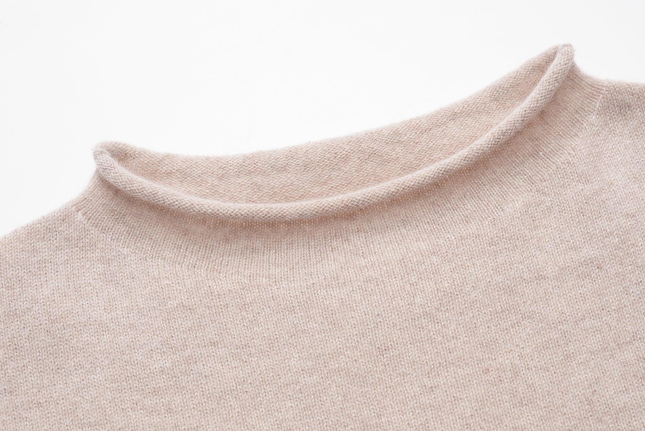 100% cashmere women's knitted round neck half sleeve - Lamycashmere