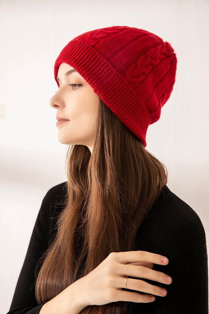 100% pure cashmere women's knitted cashmere hat rib hat - Lamycashmere