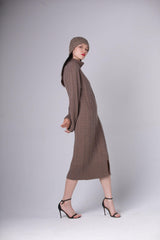 2021 A/W new collection of Warmly outwear long 100 cashmere knitted cable dress - Lamycashmere