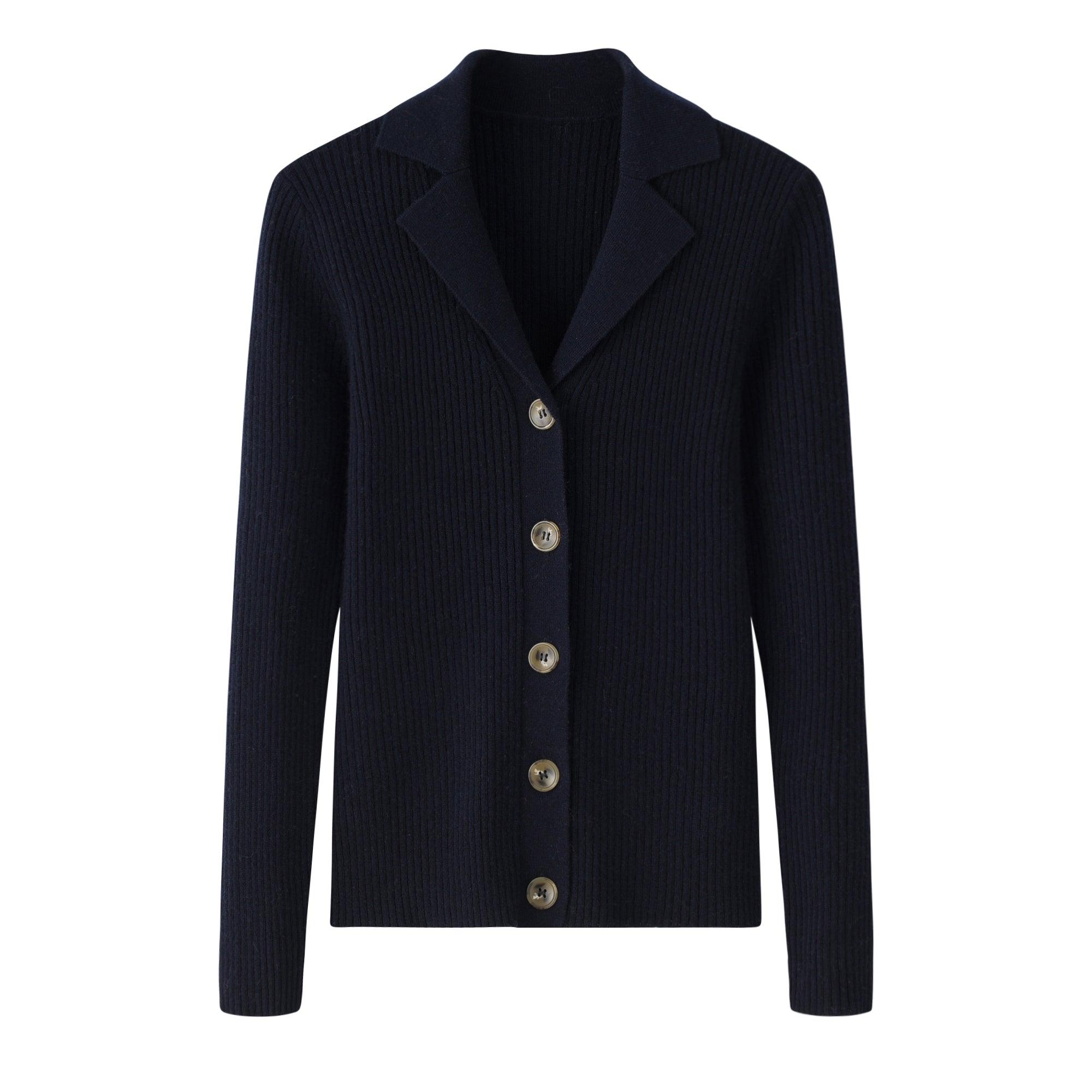 2022-2023 year's A/W Lamy cashmere high quality cashmere knitted lapel collar button cardigan for long sleeve - Lamycashmere