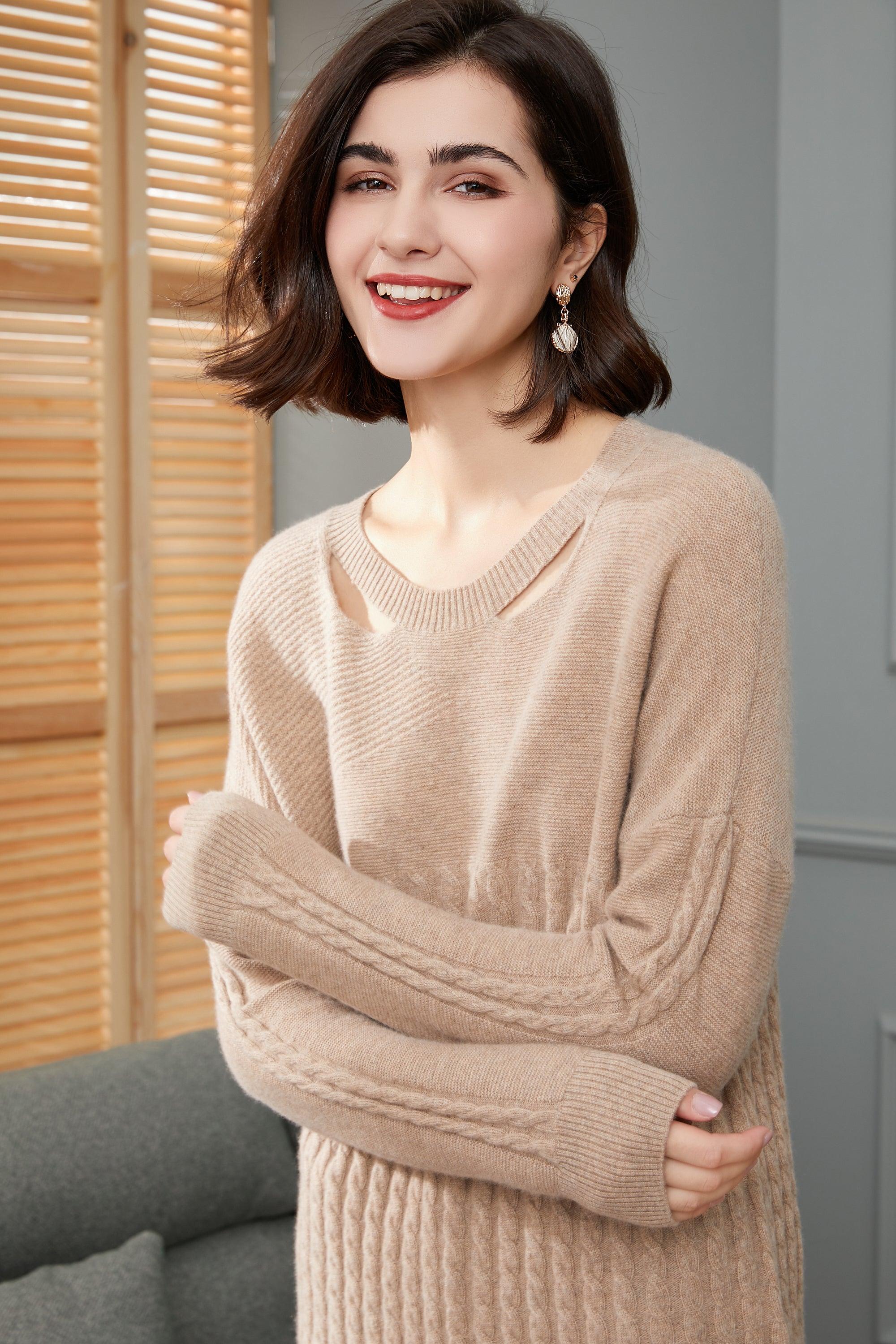 2022 popular best selling style 100 percent cashmere knitted pullover for lady's - Lamycashmere