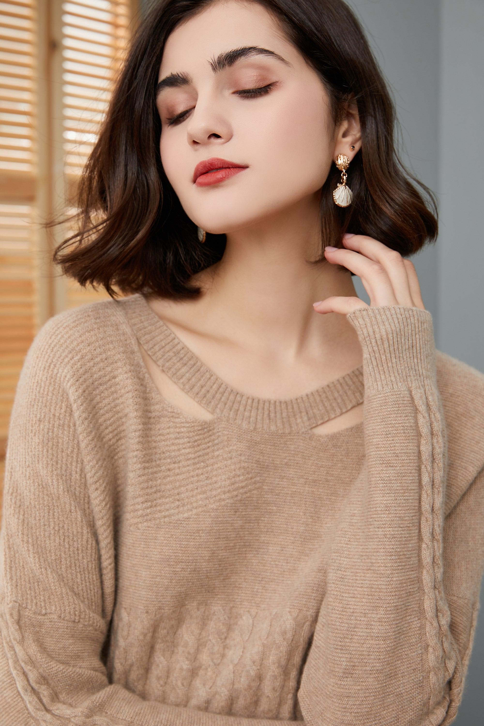 2022 popular best selling style 100 percent cashmere knitted pullover for lady's - Lamycashmere