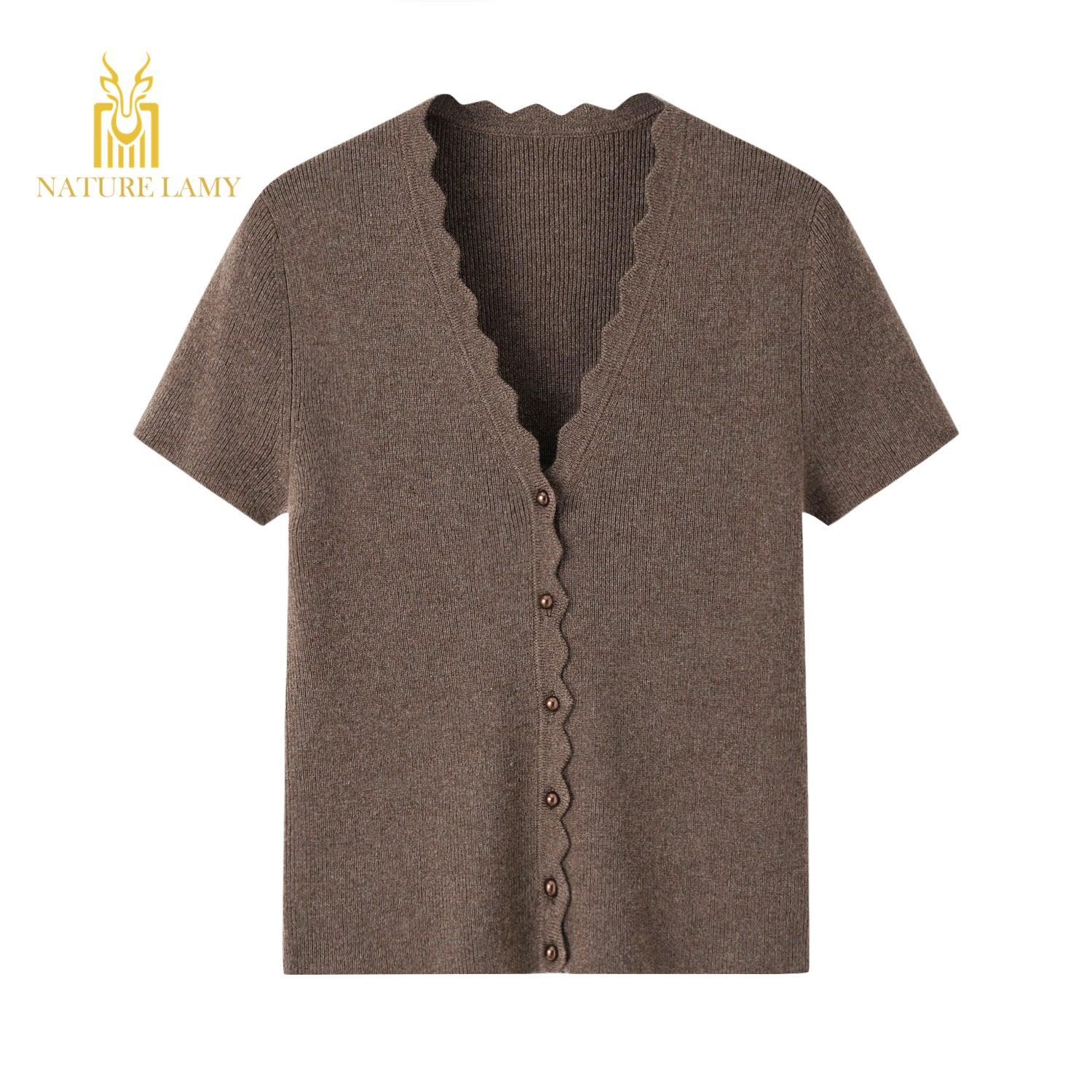 2022 year's newest polular style of pure cashmere knitted V-neck half sleeve. - Lamycashmere