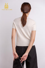 2022 year's newest polular style of pure cashmere knitted V-neck half sleeve. - Lamycashmere