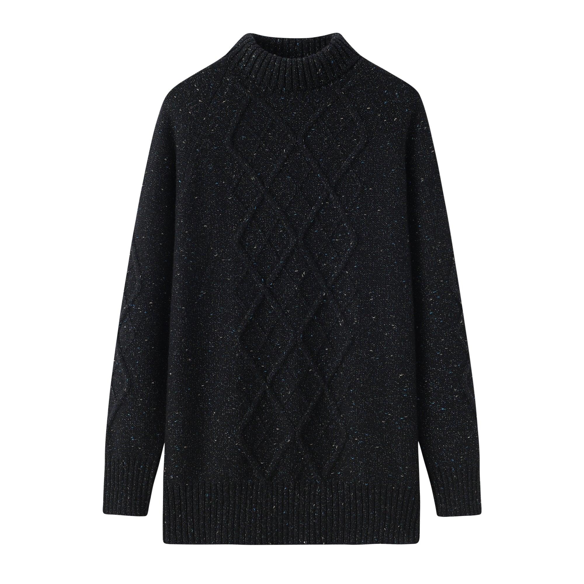 2023 Autumn winter new cashmere sweater women keep warm high neck gold yarn knitted pullover - Lamycashmere