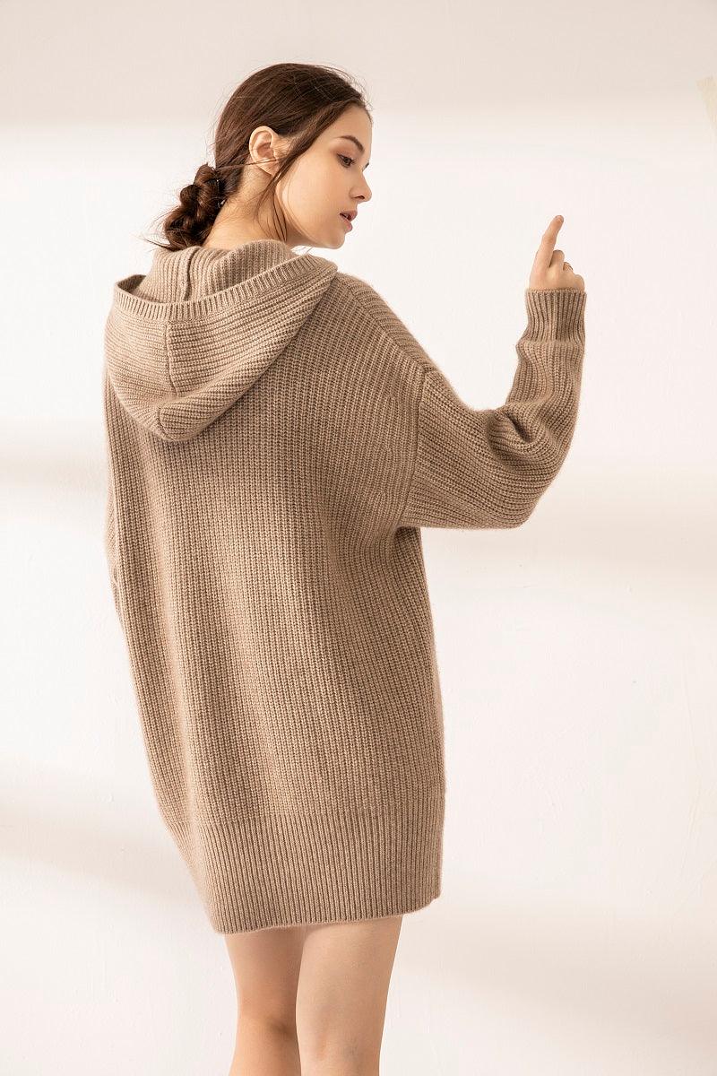 Autumn and winter heavy style of pure cashmere knitted hoodies - Lamycashmere