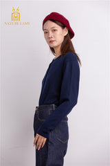 basic style of pure cashmere knitted round neck sweater S/S collection for lady's - Lamycashmere