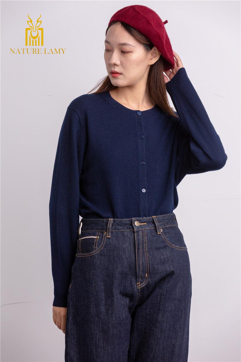 basic style of pure cashmere knitted round neck sweater S/S collection for lady's - Lamycashmere