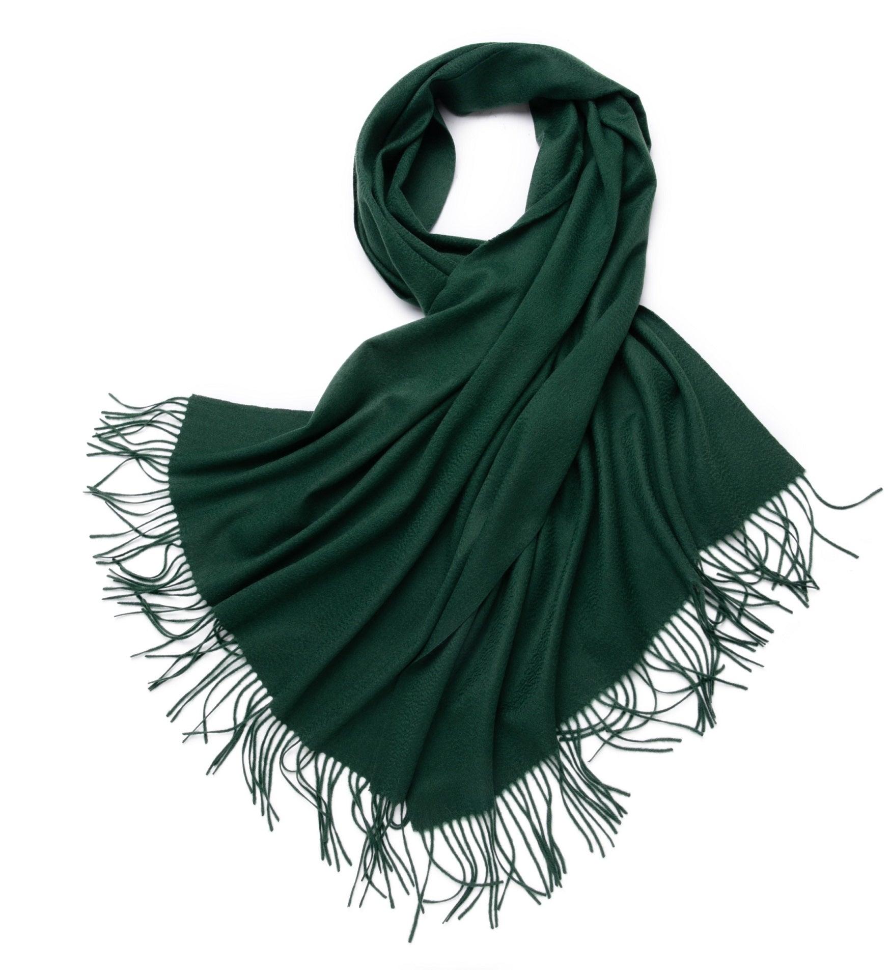 Best New Year gift for fall and winter timeless style of pure cashmere water weave Christmas green color woven shawl - Lamycashmere