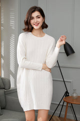 best selling factory price softest nature cashmere fiber produced knitted cable dress for women's - Lamycashmere