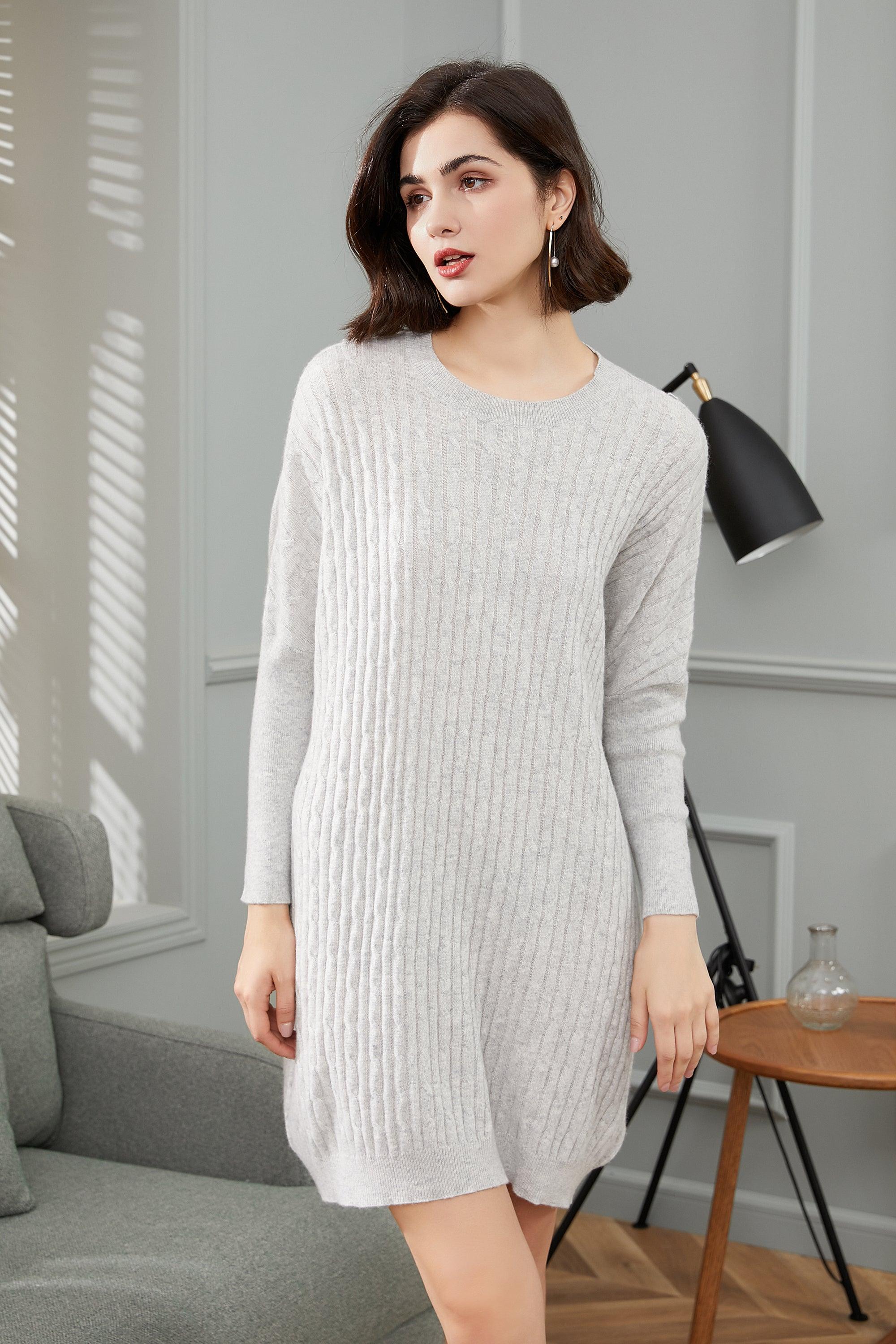 best selling factory price softest nature cashmere fiber produced knitted cable dress for women's - Lamycashmere