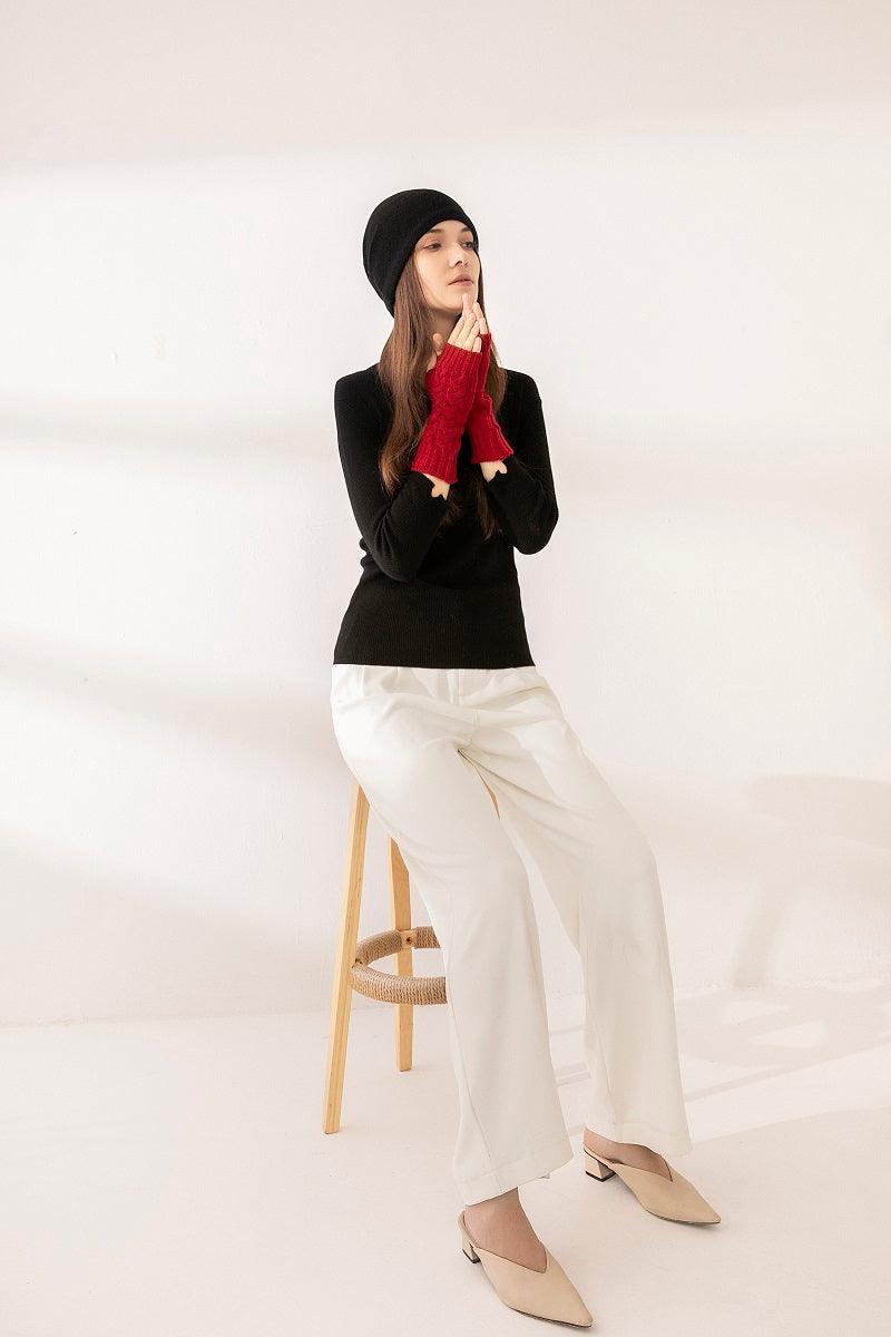 Best selling high quality women cashmere kintted fingerless gloves for Christmas - Lamycashmere