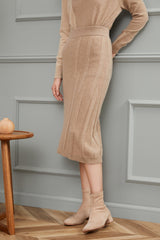 best selling nature color warmly pure cashmere knitted dress S/S collection for lady's - Lamycashmere