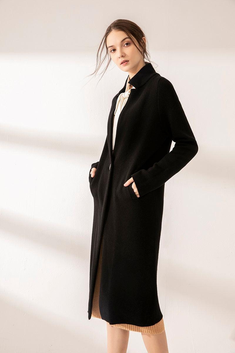 Business style of highest cashmere knitted long coat - Lamycashmere