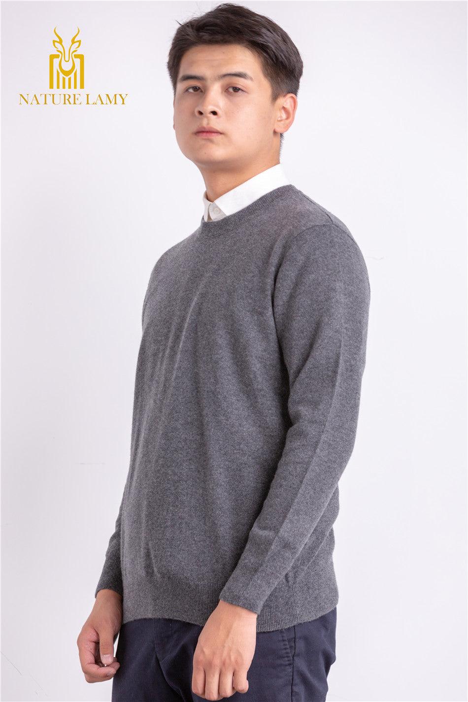 Business style of pure highest quality cashmere charcoal V-neck sweater - Lamycashmere