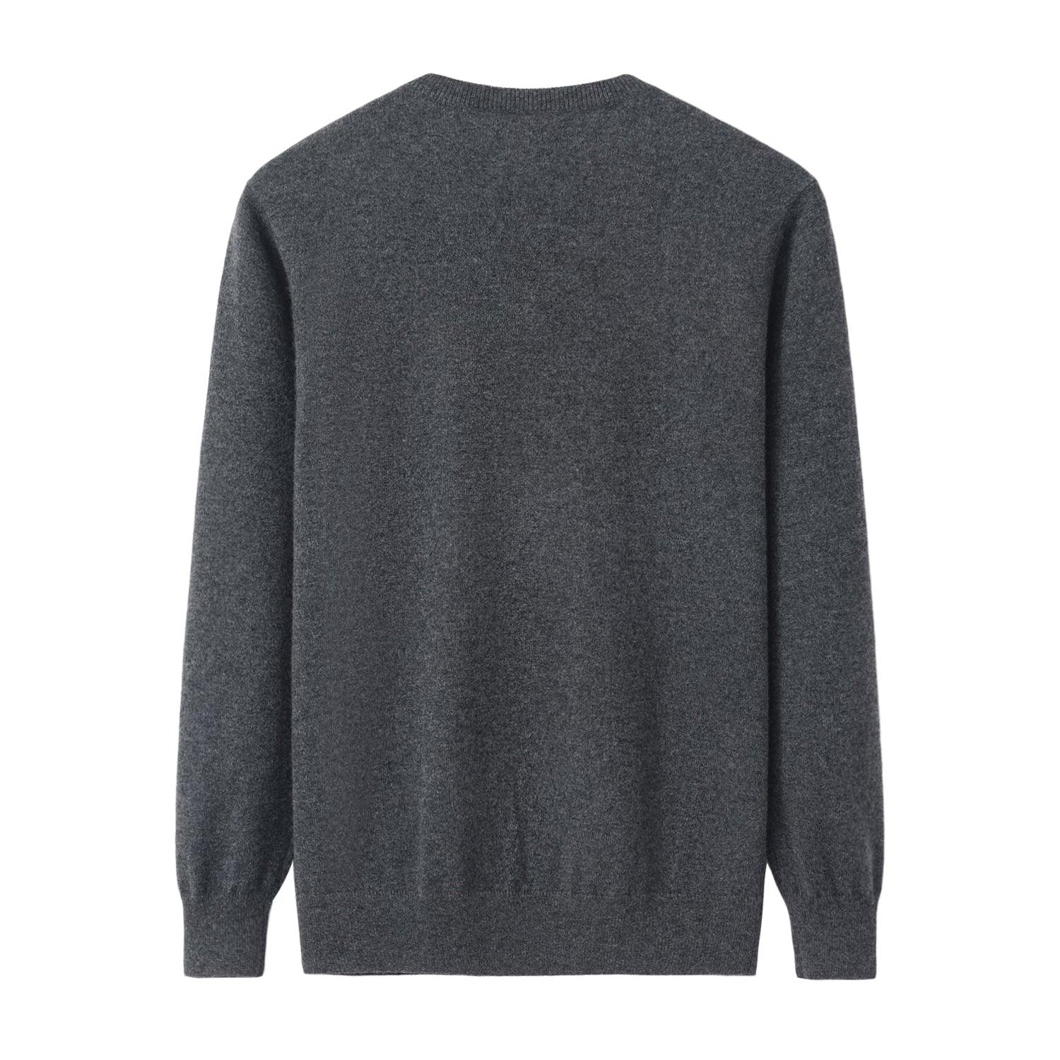 Business style of pure highest quality cashmere charcoal V-neck sweater - Lamycashmere