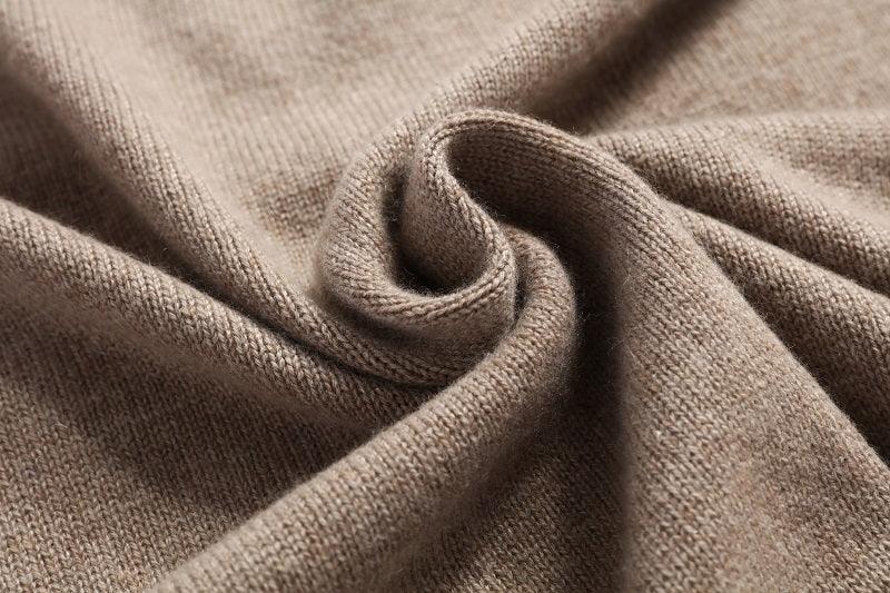 camel color with white stripe color cashmere knitted lady's cardigan - Lamycashmere
