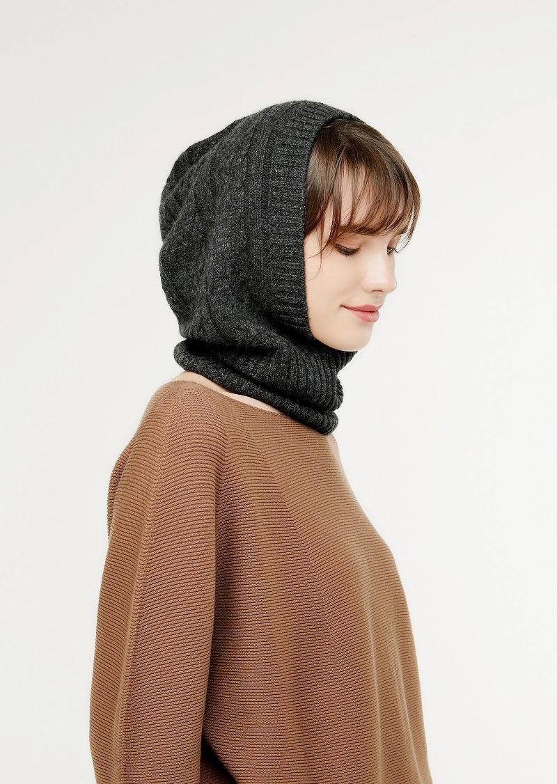 Cashmere knitted hat thickened collar winter hat for men and women - Lamycashmere