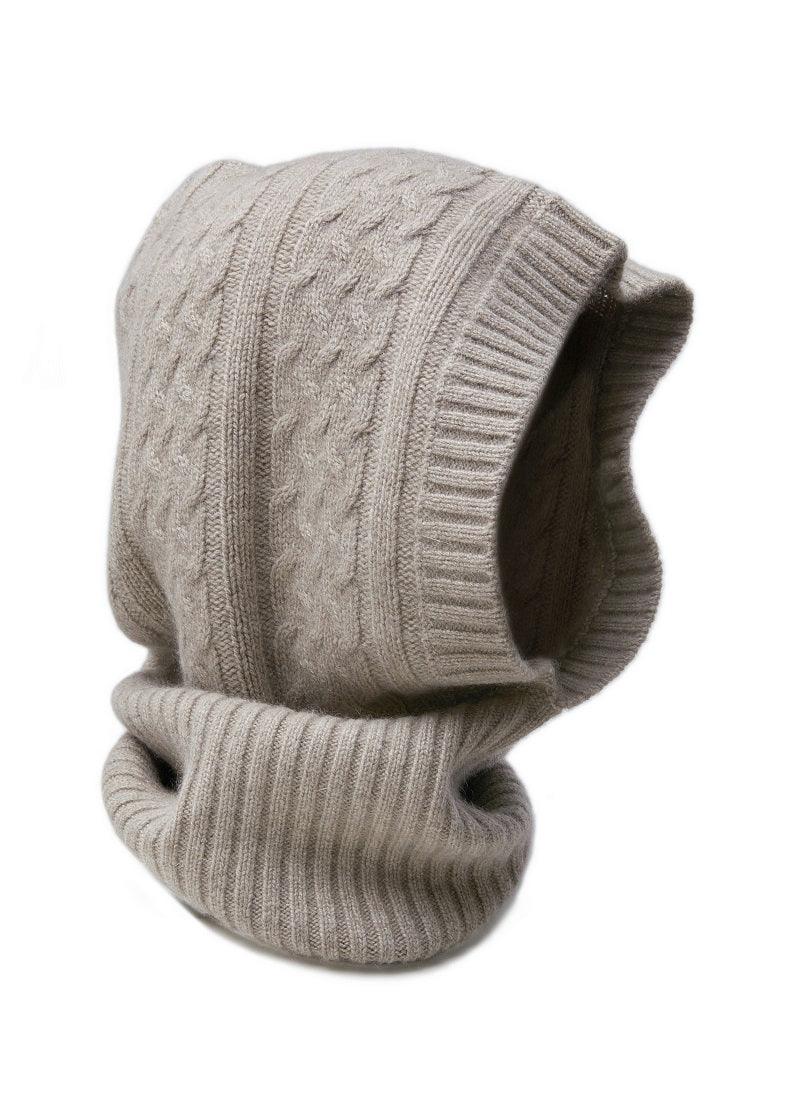 Cashmere knitted hat thickened collar winter hat for men and women - Lamycashmere