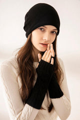 Casual style of cashmere knitted black hat for unisex - Lamycashmere