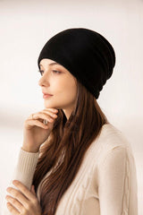 Casual style of cashmere knitted black hat for unisex - Lamycashmere