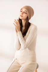 Casual style of pure cashmere knitted hat - Lamycashmere