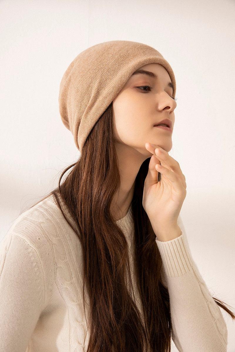 Casual style of pure cashmere knitted hat - Lamycashmere