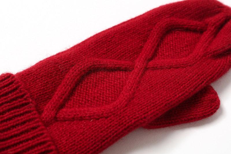 Chirstmas red color cashmere knitted gloves for gift - Lamycashmere