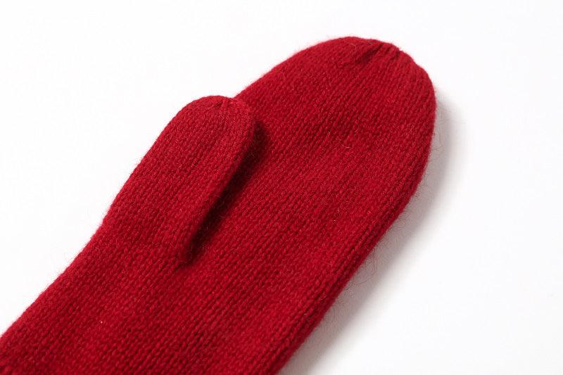 Chirstmas red color cashmere knitted gloves for gift - Lamycashmere
