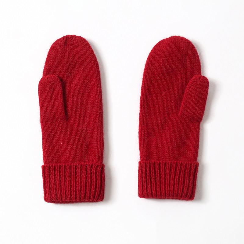 Chirstmas red color cashmere knitted gloves for gift - Lamycashmere