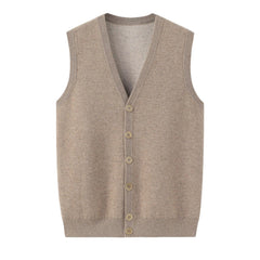 classic and business style of pure cashmere knitted unsleeve button cardigan for men's vest - Lamycashmere