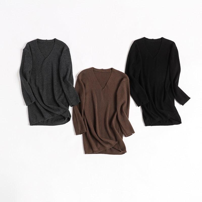 Classic summer and spring style of pure worsted cashmere women's V-neck sweater - Lamycashmere