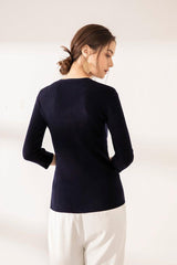 Classic summer and spring style of pure worsted cashmere women's V-neck sweater - Lamycashmere