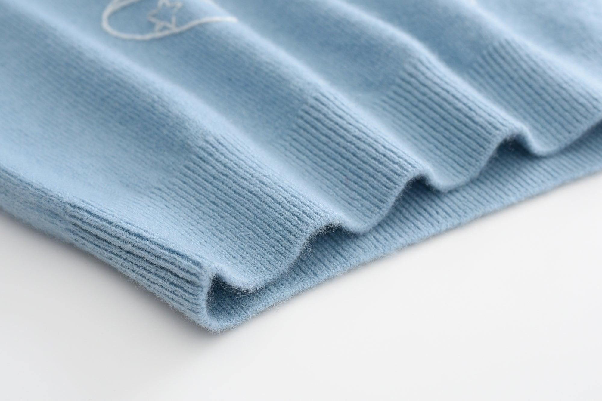 Comfortable and special design baby blue pure cashmere knitted round neck cute pullover for child - Lamycashmere