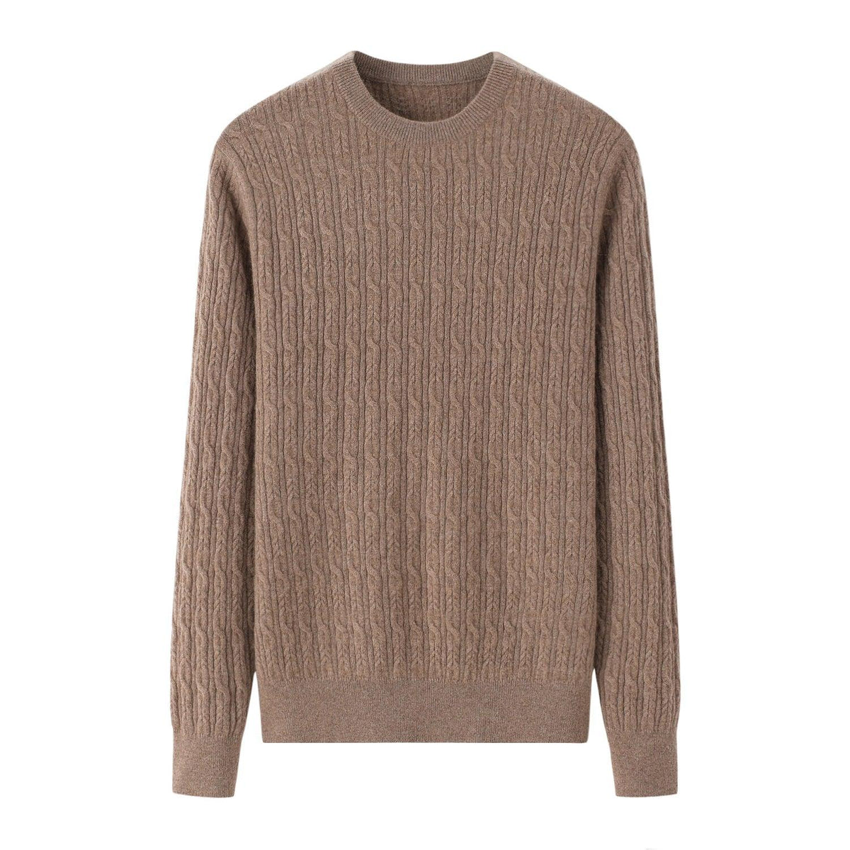 Fall and Winter collection of 100 percent cashmere knitted round neck cable pullover for men's style - Lamycashmere