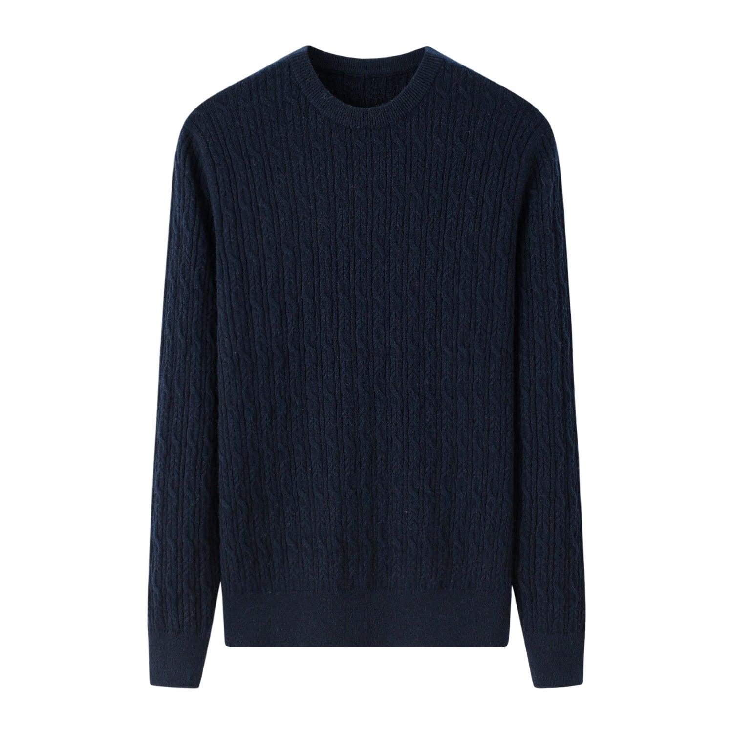 Fall and Winter collection of 100 percent cashmere knitted round neck cable pullover for men's style - Lamycashmere