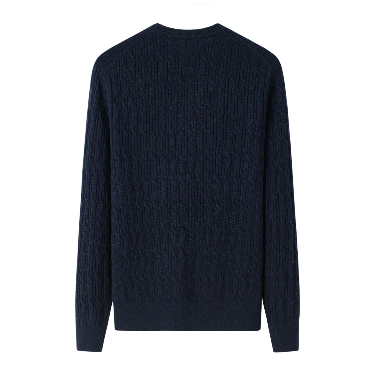 Fall and Winter collection of 100 percent cashmere knitted round neck cable pullover for men's style - Lamycashmere