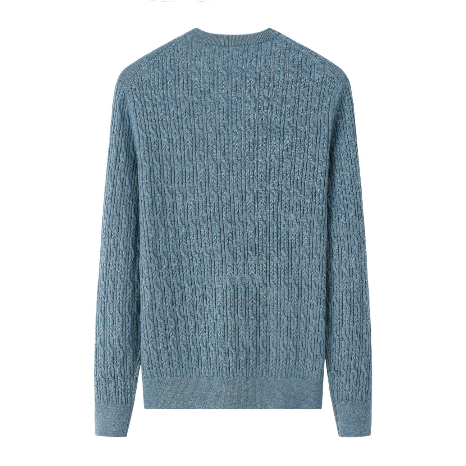 Fall and Winter collection of 100 percent cashmere knitted round neck cable pullover for men's style - Lamycashmere