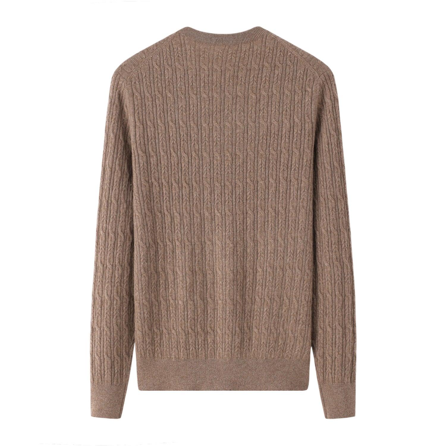 Fall and Winter collection of 100 percent cashmere knitted round neck cable pullover for men's style - Lamycashmere