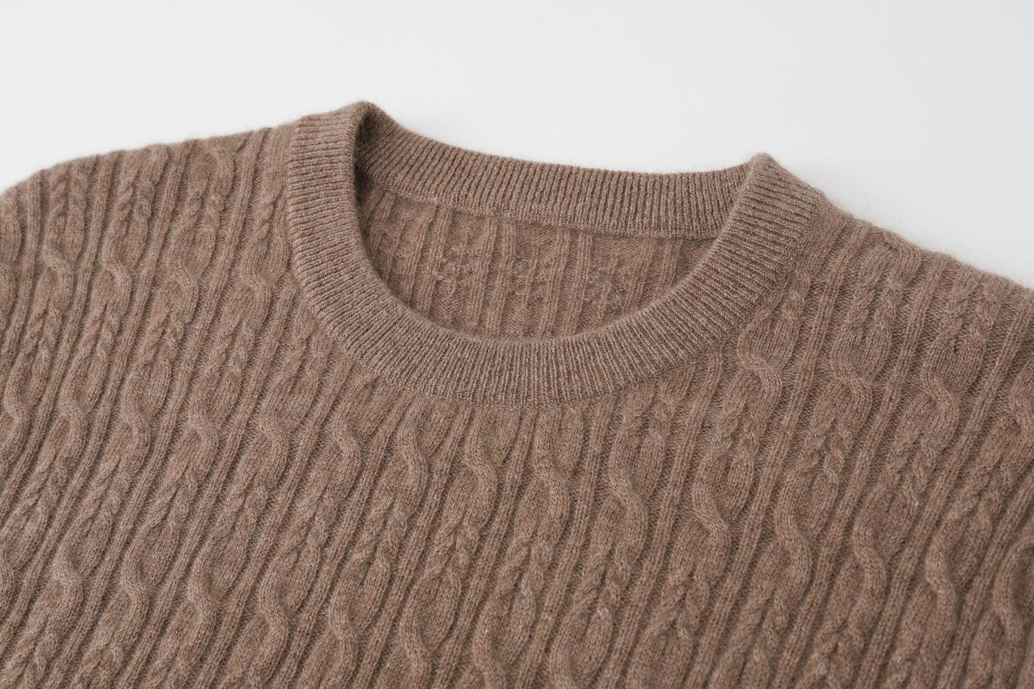 Fall and Winter collection of 100 percent cashmere knitted round neck cable pullover for men's style - Lamycashmere